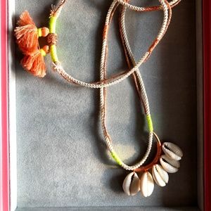 Anthropologie Neon Pink and Puka Shell Necklace